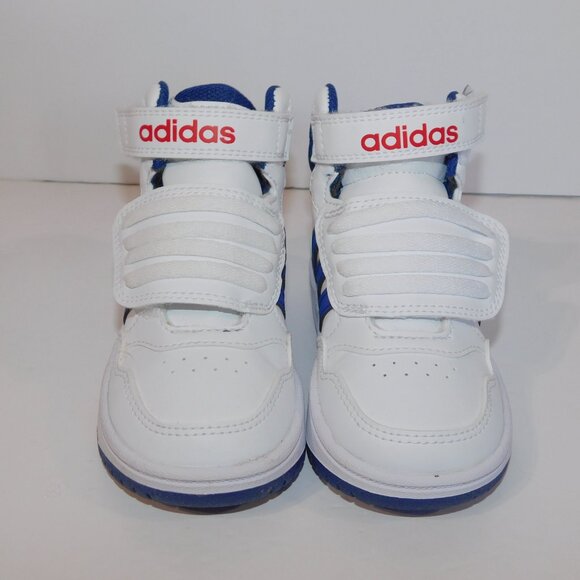 Adidas Hoops Mid 3.0 Toddler 6 6K White Blue Red 3 Stripe Sneaker GZ9650 - Picture 2 of 8